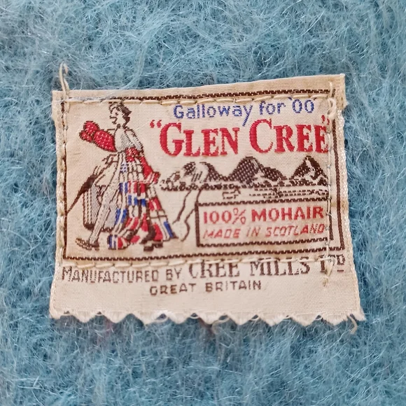 Vintage Cree mills Galloway for 00 "Glenn Cree" 100% mohair scarf - Picture 6 of 7